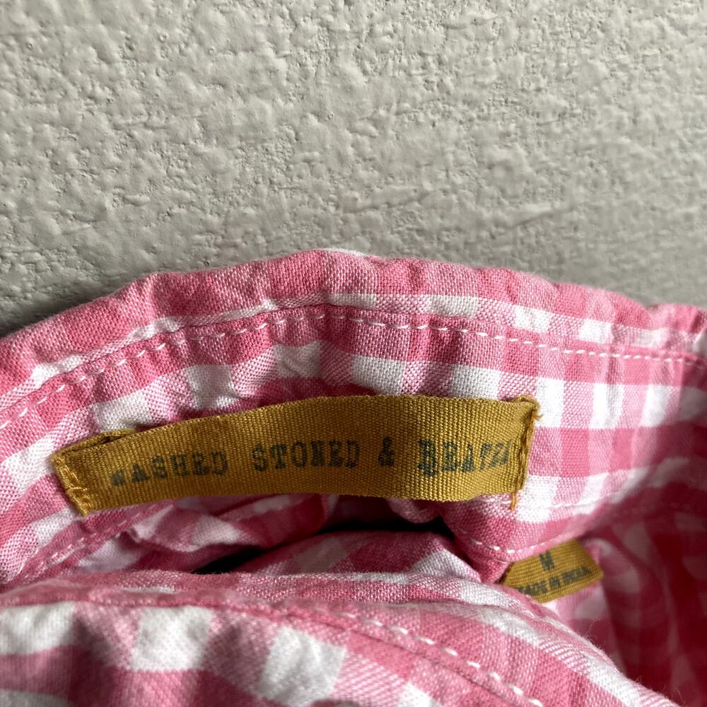 Vintage 1946 Pink Gingham Short Sleeve Button Front Oxford Shirt Medium - Picture 8 of 8